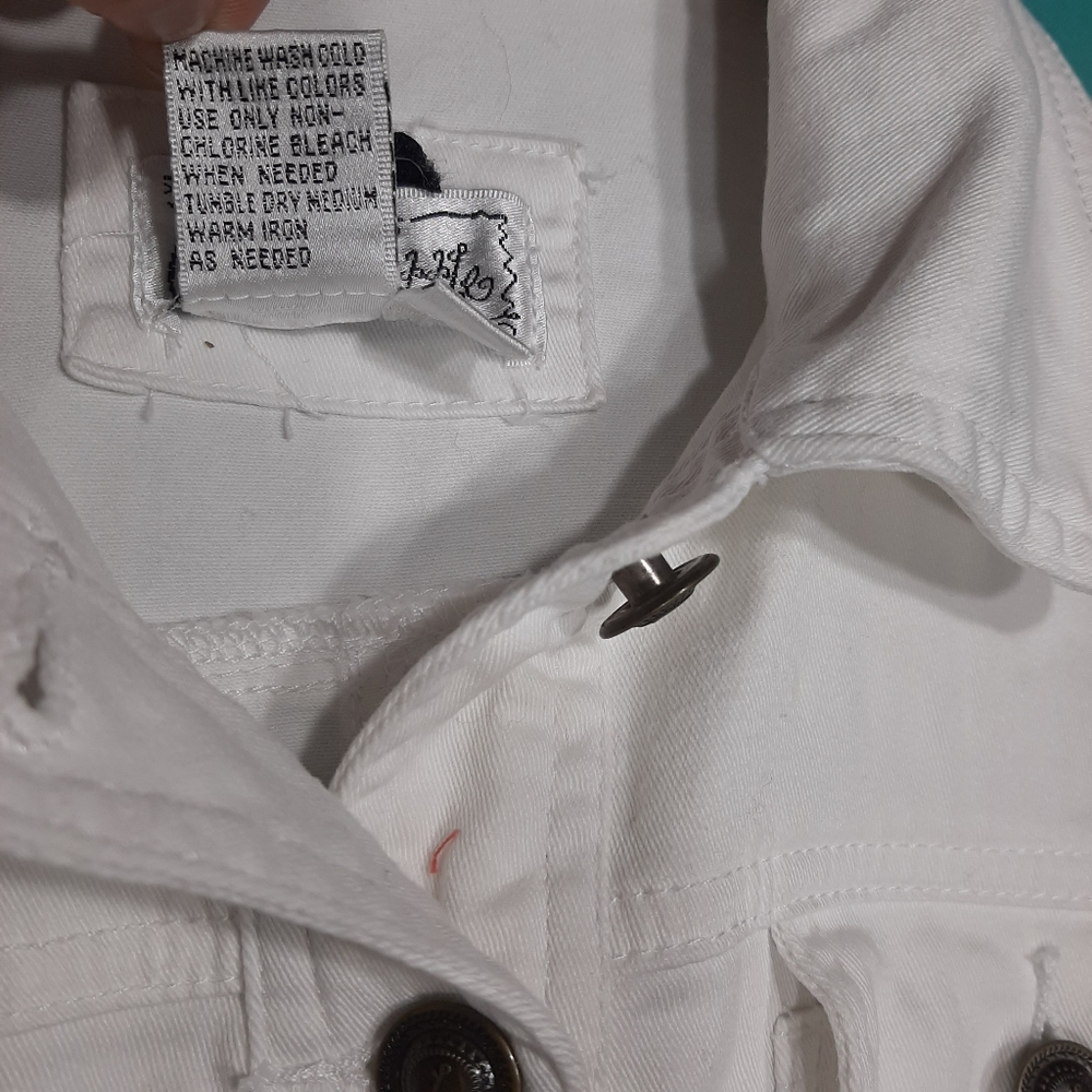 White Denim Button down Jacket - Picture 4 of 7